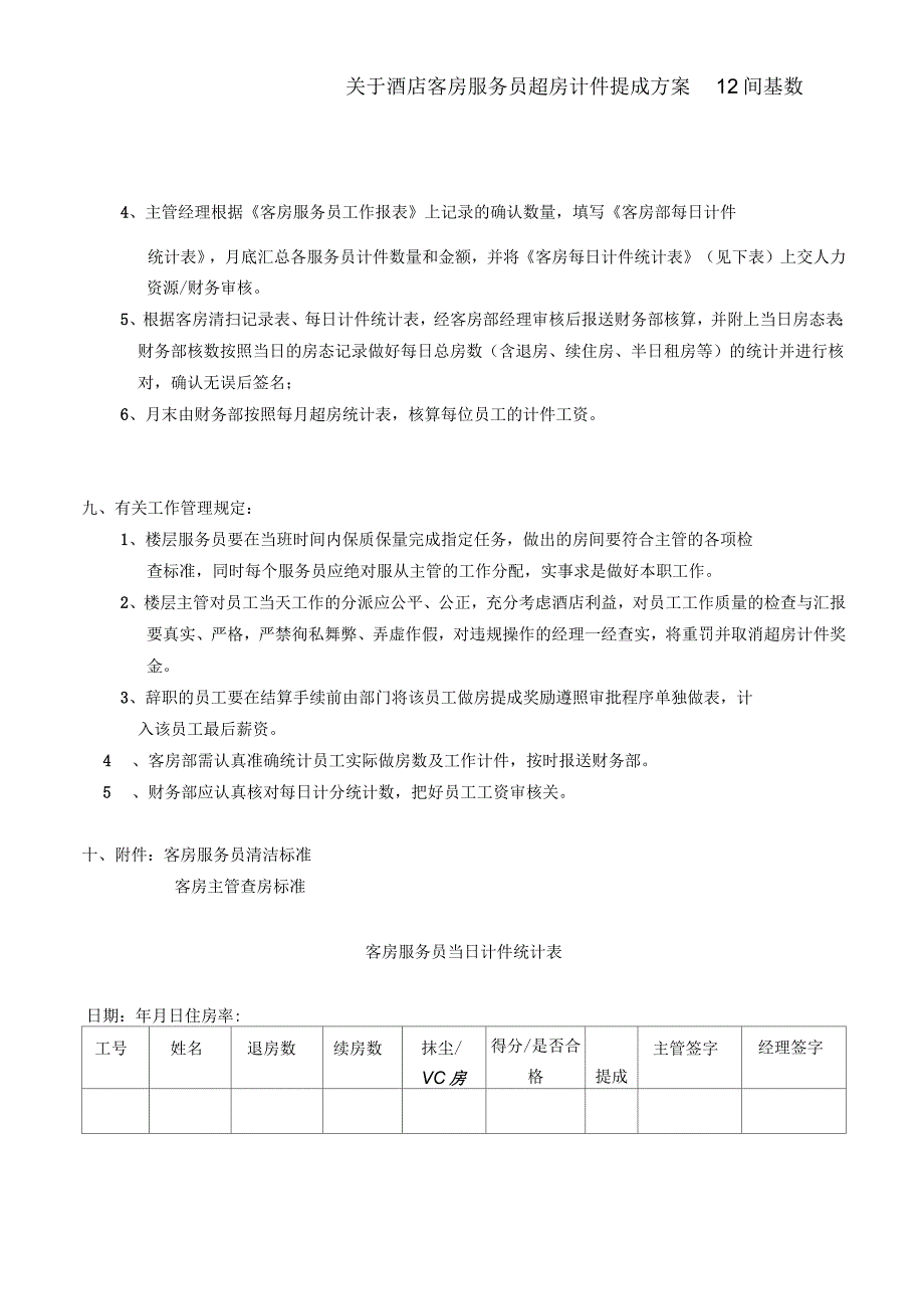 关于酒店客房服务员超房计件提成方案12间基数_第4页