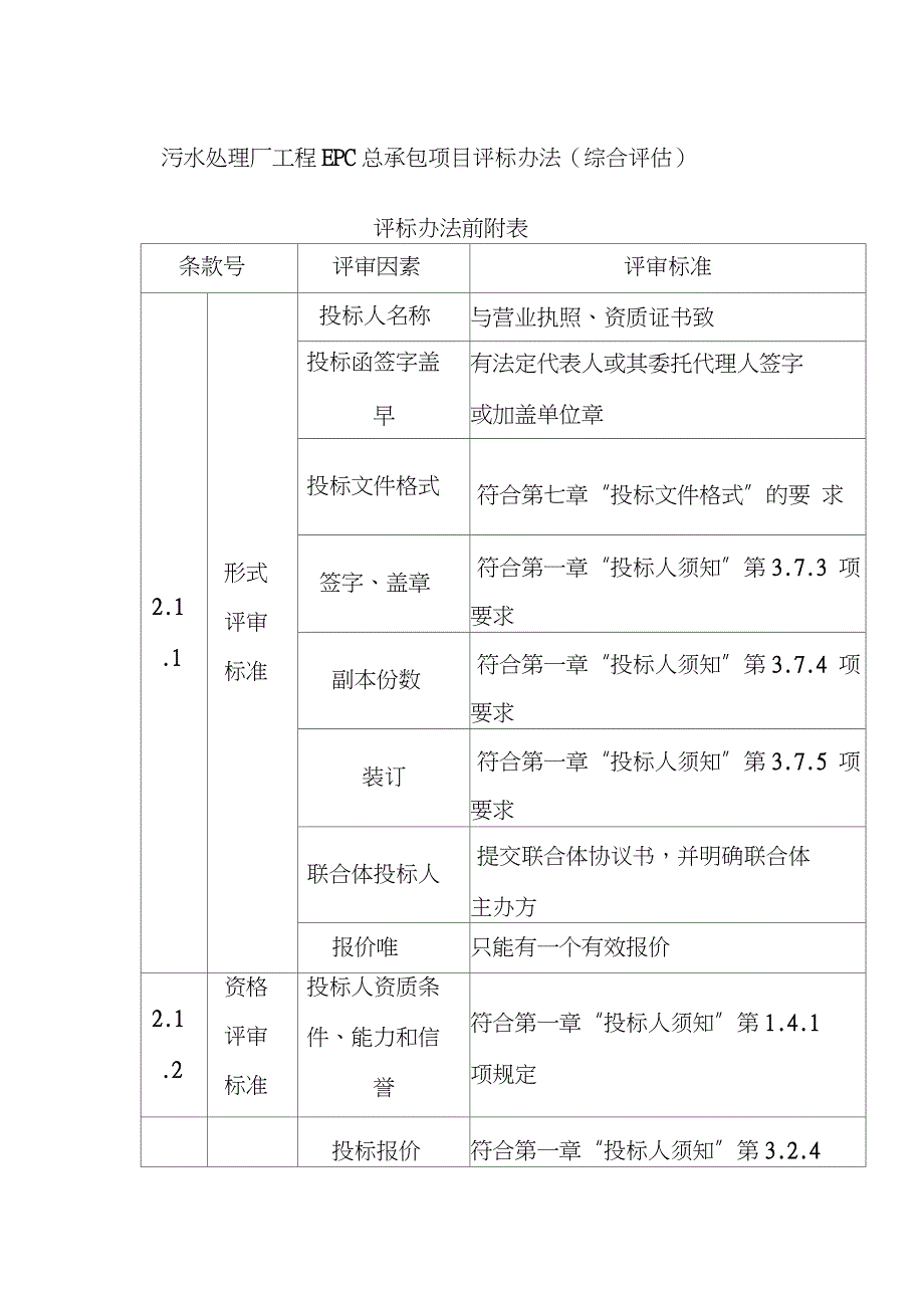 污水处理厂工程EPC总承包项目评标办法（完整版）（完整版）_第1页