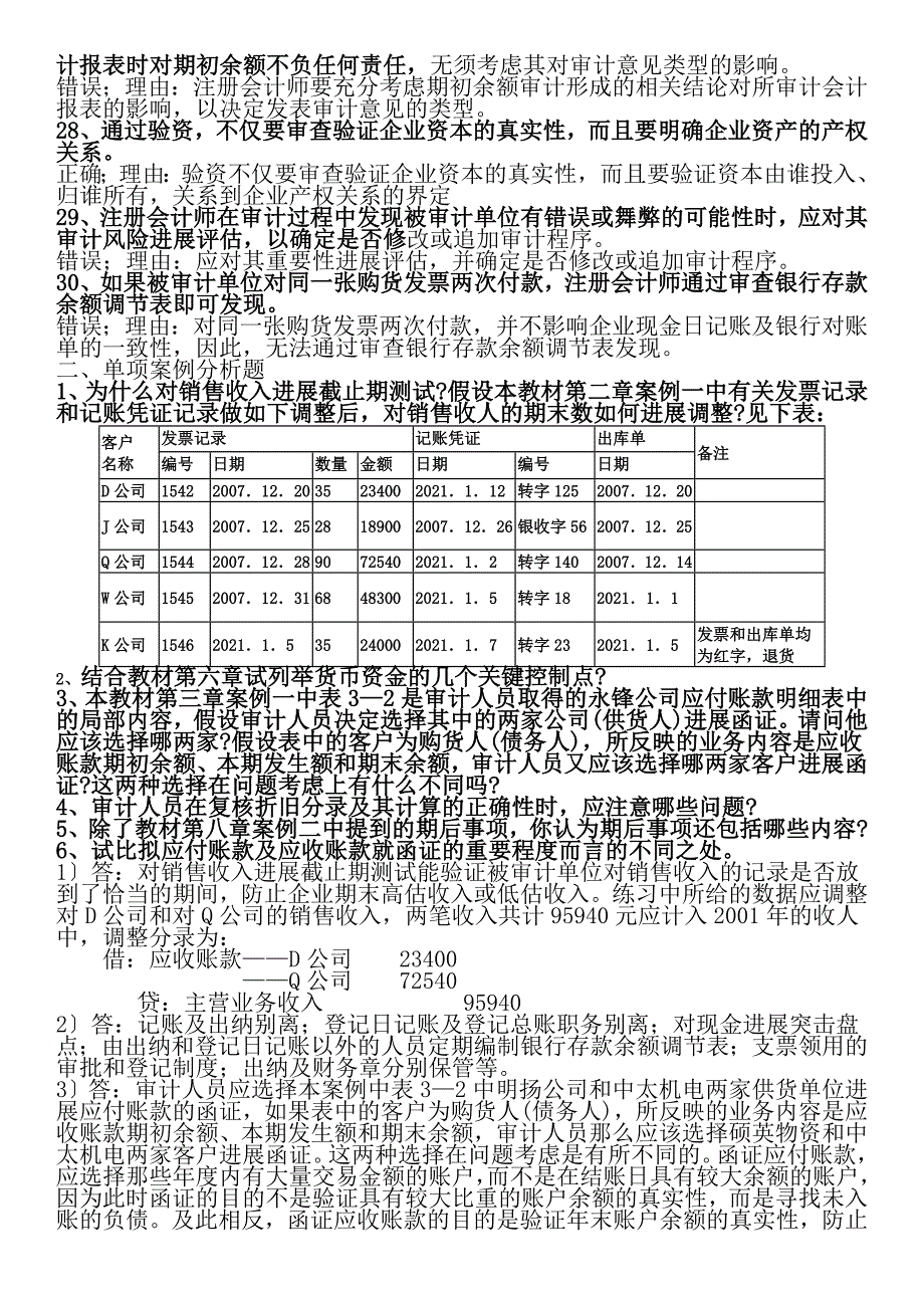 审计案例分析期末补充复习题及参考答案_第3页