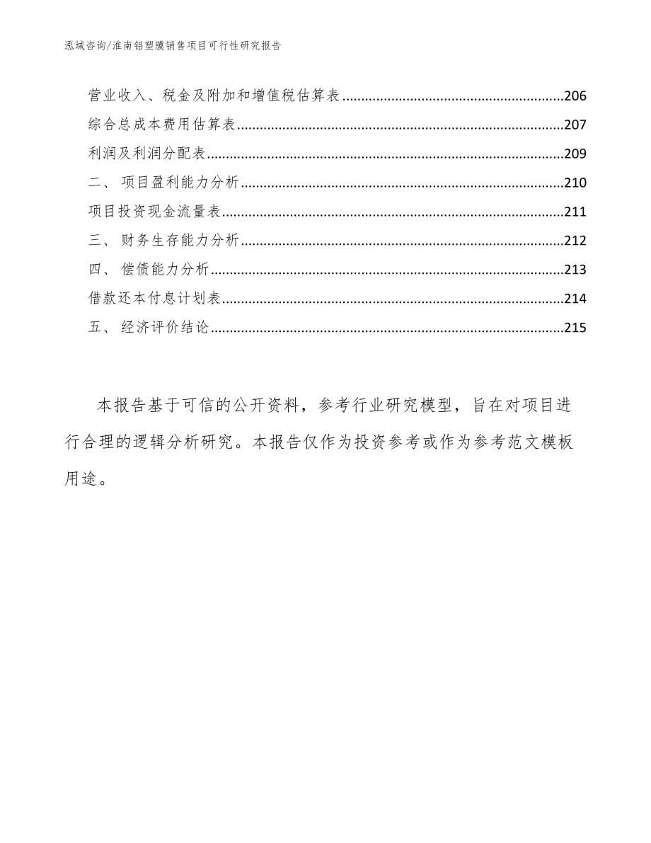 淮南铝塑膜销售项目可行性研究报告_第5页