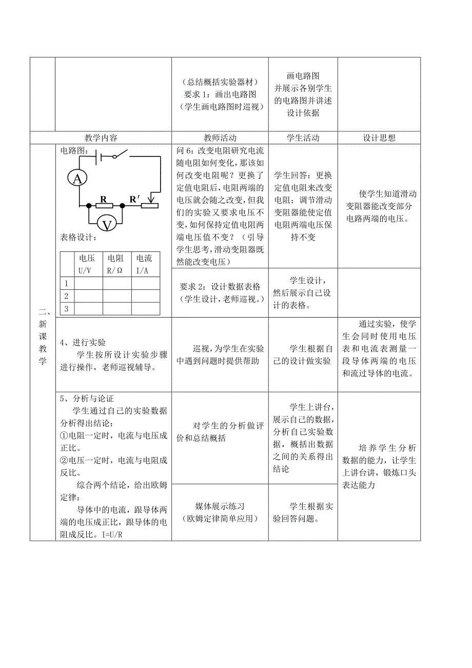 探究电阻上的电流跟两端电压的关系教学设计_第3页