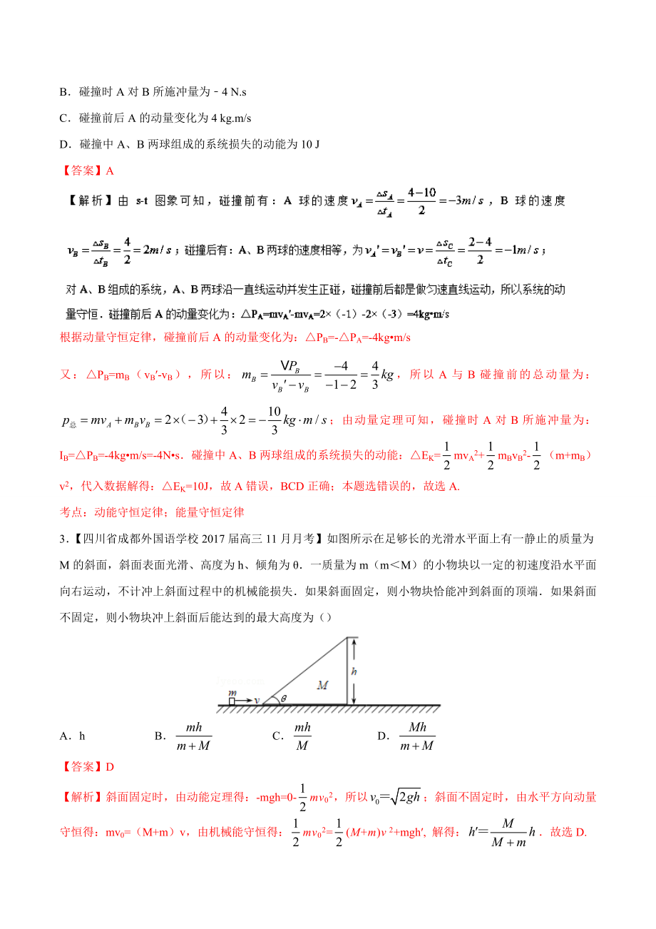 专题16碰撞与动量守恒（选修3-5）（第05期）-高三物理百所名校好题速递分项解析汇编Word版含解析_第2页