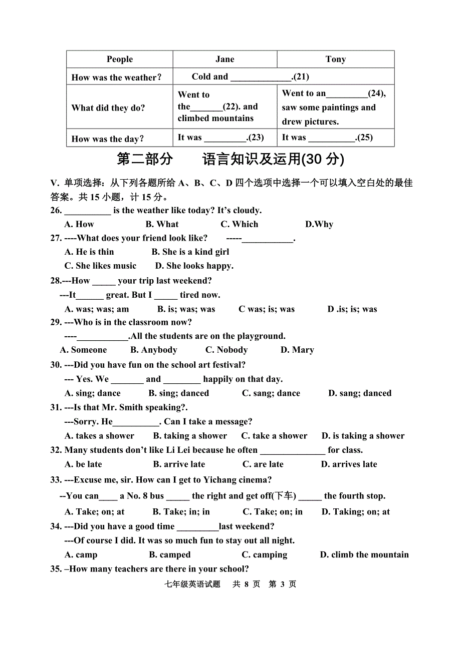 2015-2016年春高新区七年级英语春季期末试题_第3页