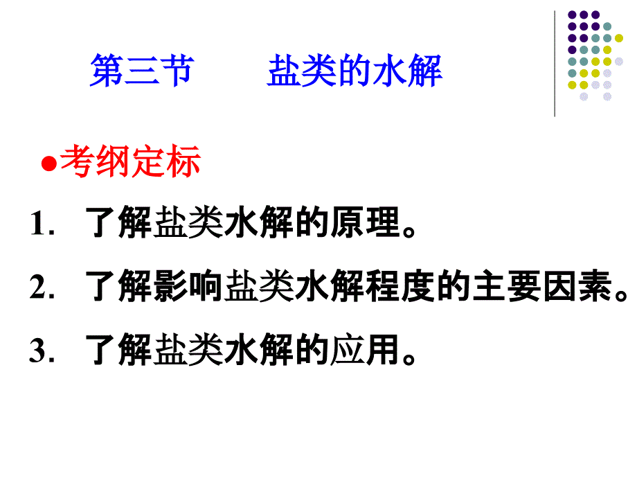 考纲定标了解盐类水解的原理了解影响盐水解程度的_第1页