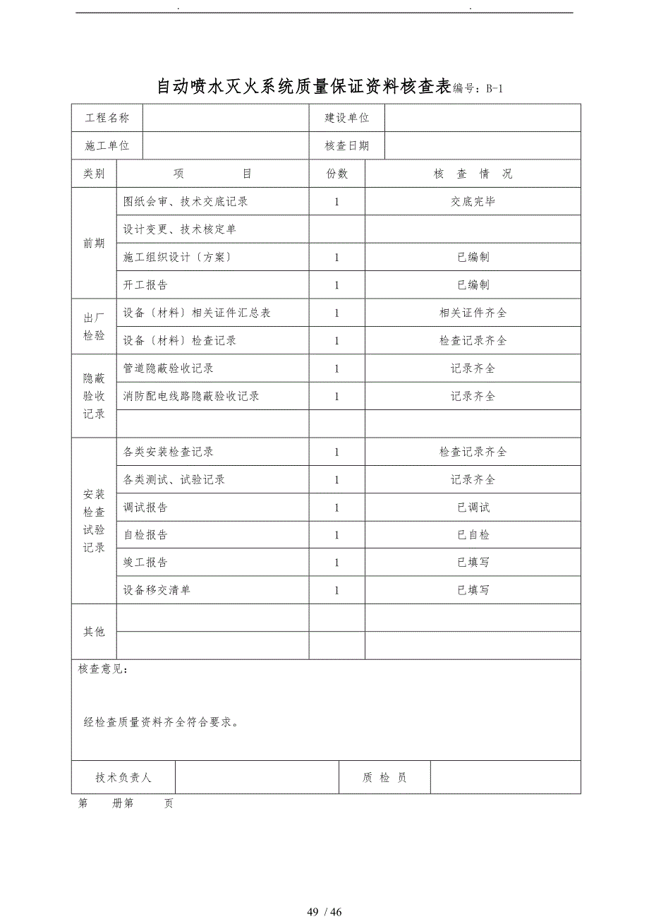 自动喷水灭火系统施工安装全程验收记录文本_第4页