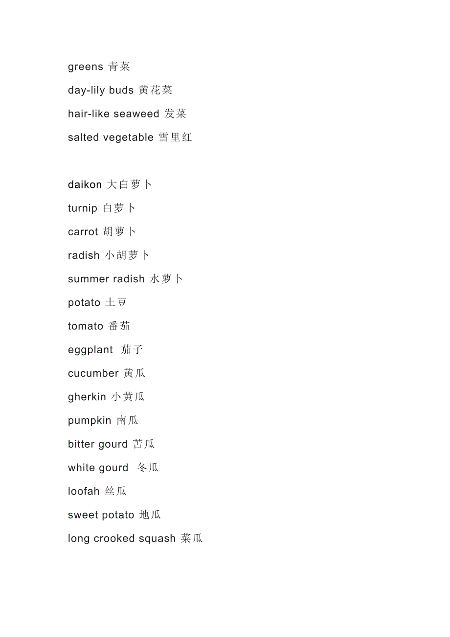 水果蔬菜英语单词_第2页