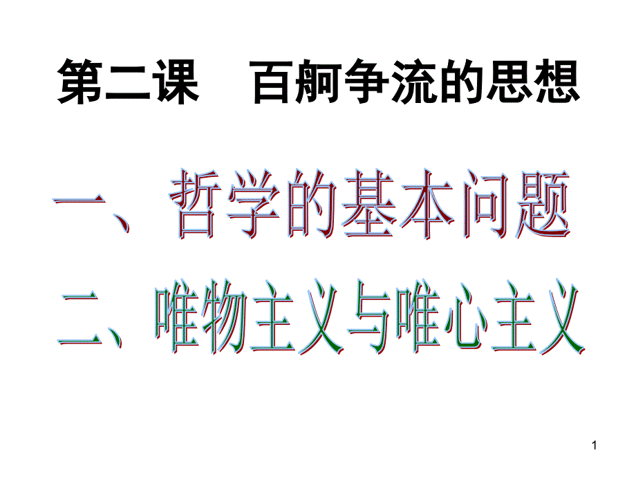 高二政治必修四2.2唯物主义与唯心主义PPT精品文档_第1页