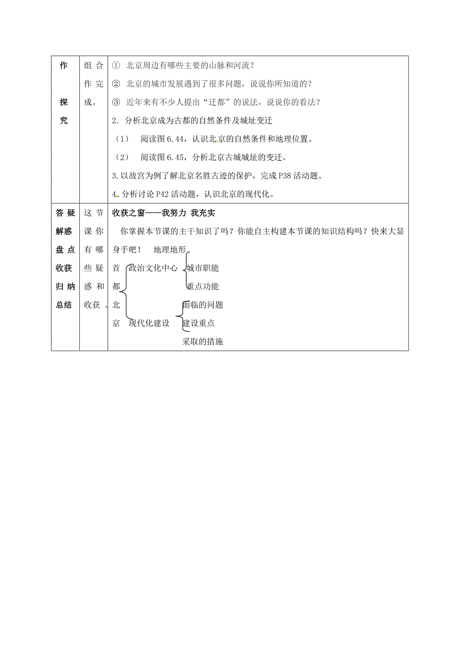 宁夏中卫市八年级地理下册6.4祖国的首都北京学案无答案新版新人教版_第2页