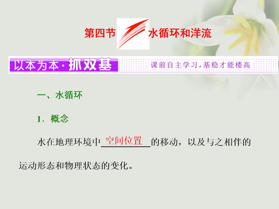 浙江专版高中地理第二章自然环境中的物质运动和能量交换第四节水循环和洋流课件湘教版必修_第1页