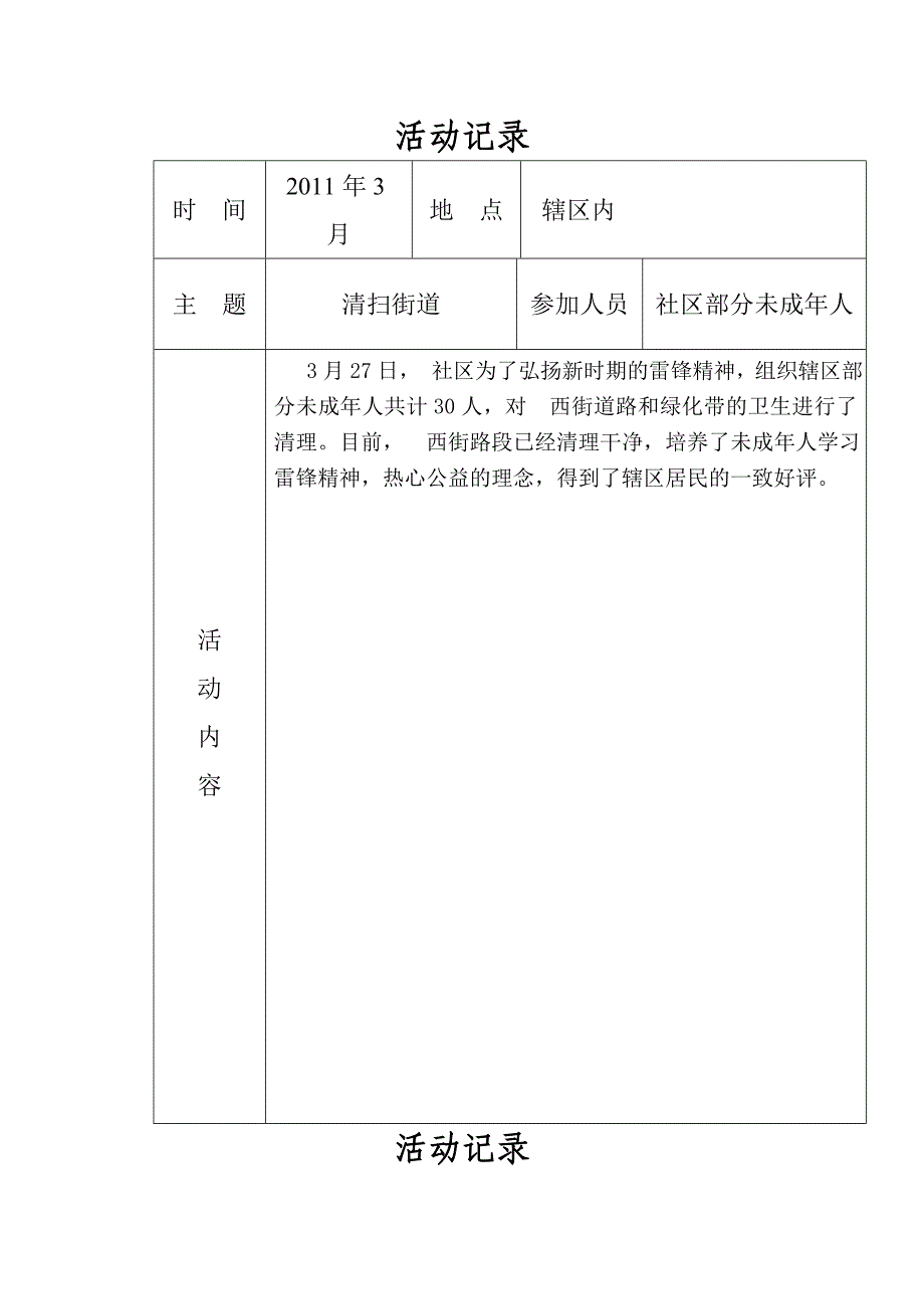 社区组织未成年人活动记录_第1页