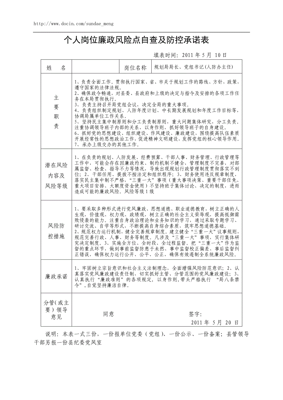 【规划局】单位廉政风险点自查及防控承诺表(Word档)P50.doc_第2页