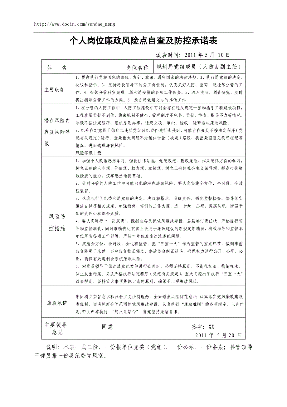 【规划局】单位廉政风险点自查及防控承诺表(Word档)P50.doc_第3页