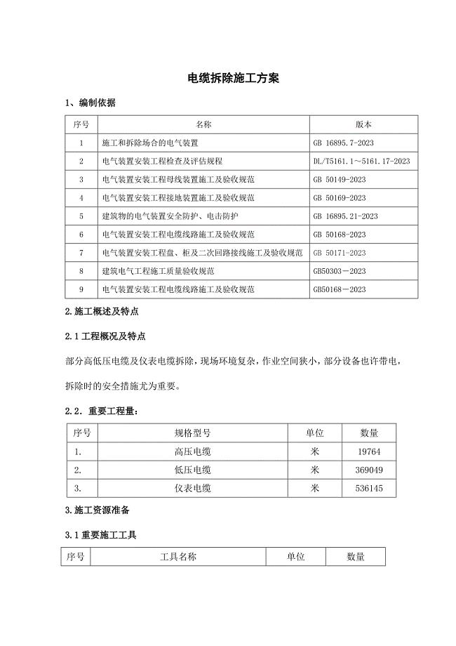 电缆拆除施工方案.doc