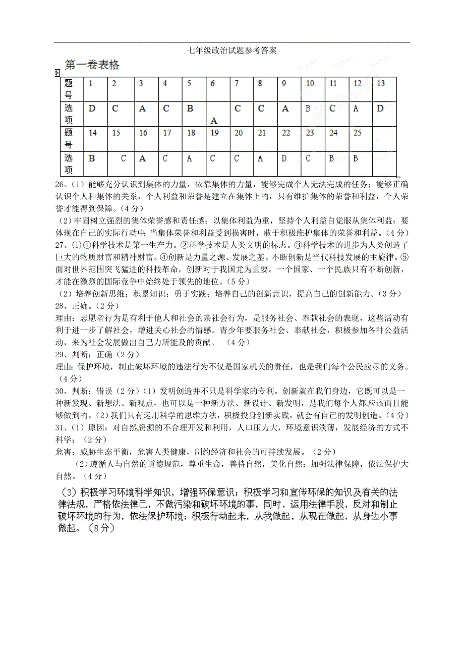 山东省东营市七年级政治下学期期中试题_第4页