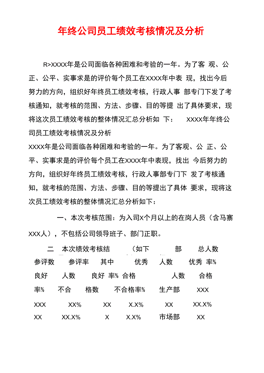 年终公司员工绩效考核情况及分析_第1页