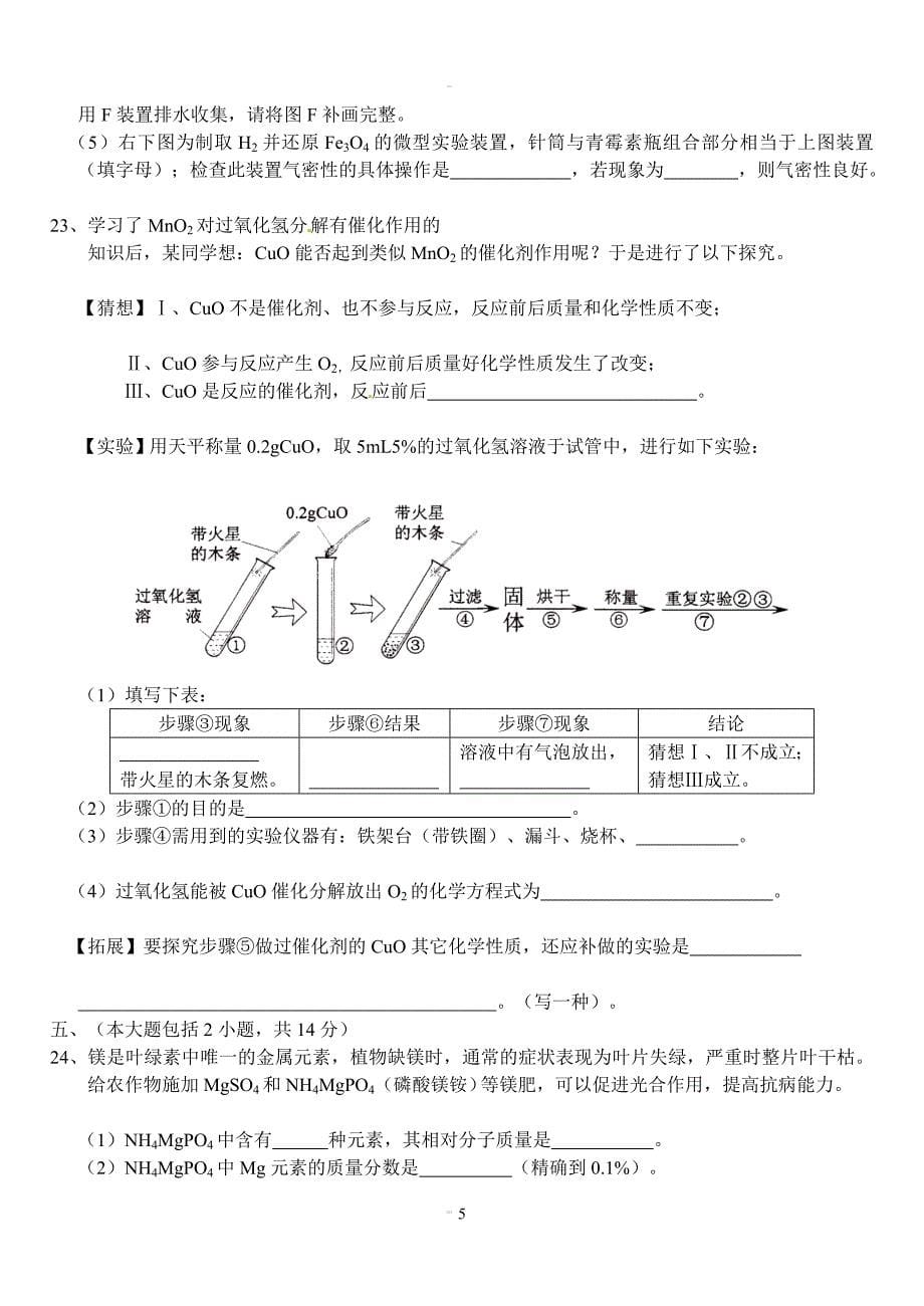 广东省初中生学业考试化学试题163431875_第5页