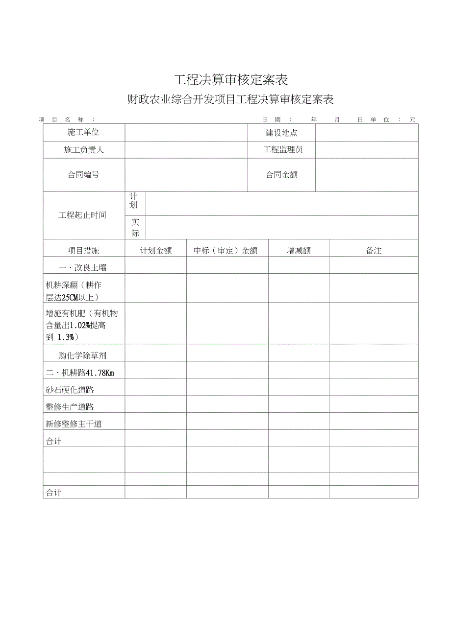 农业综合开发项目工程决算表_第2页