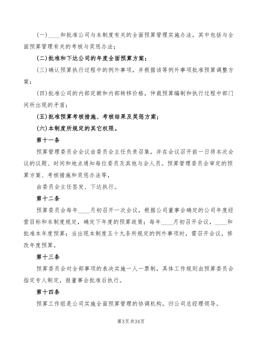 2022年全面财务预算管理制度范文_第3页