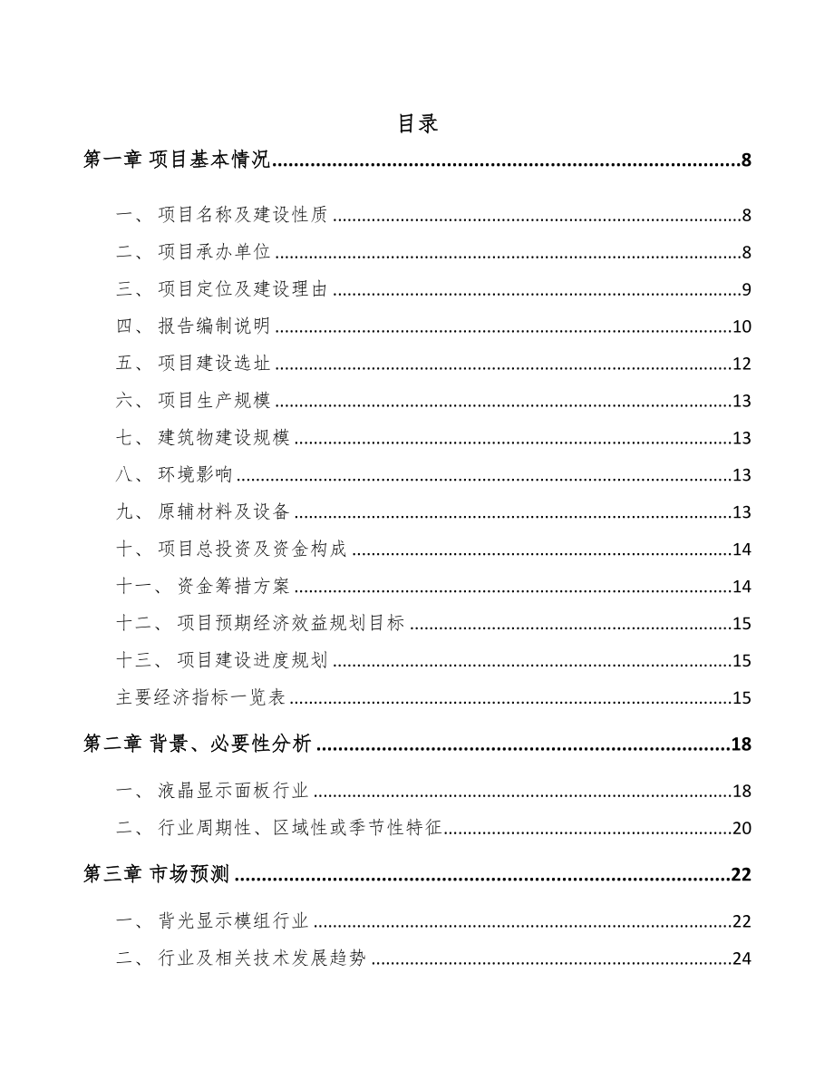 山东背光显示模组项目可行性研究报告(DOC 81页)_第1页