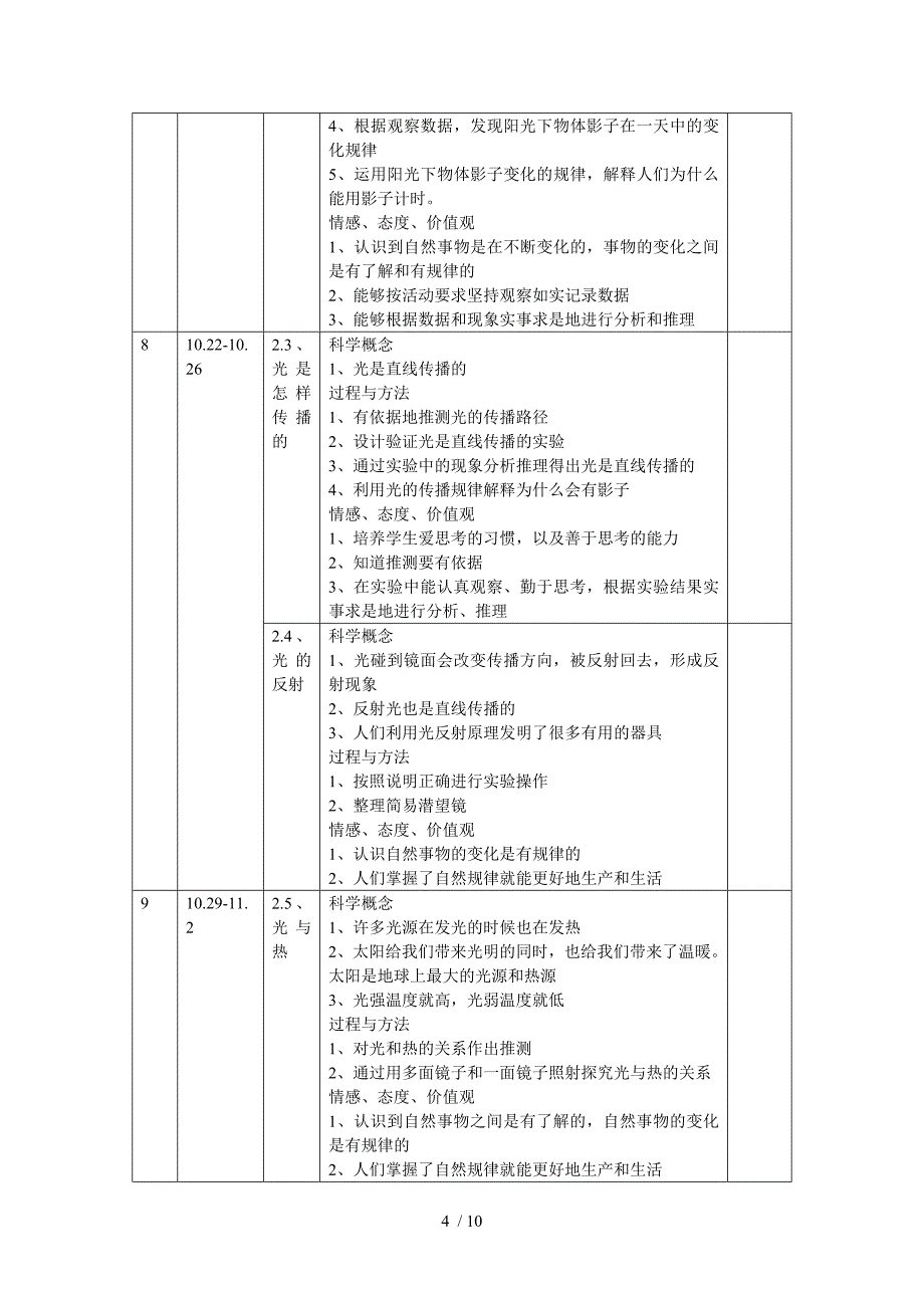 2012-2013学年度小学科学(教科版)五年级(上)教学计划_第4页