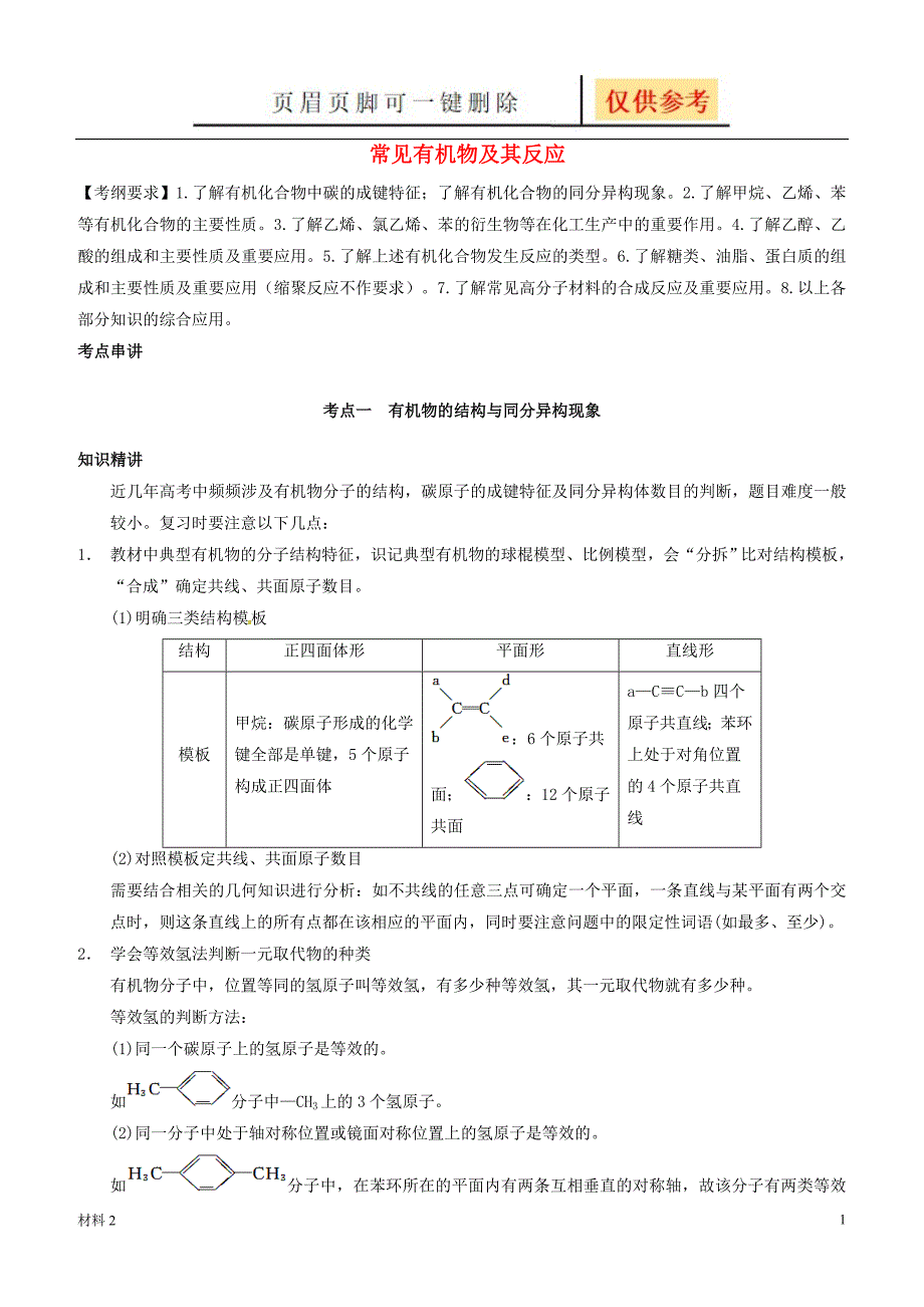 常见有机物及其反应要点骄阳书屋_第1页