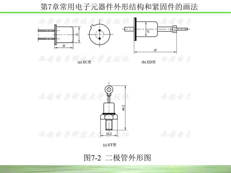 电子工程制图西电版第7章 常用电子元器件外形结构和紧固件的画法_第5页