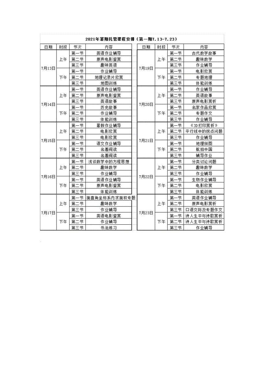 2021初中学生暑期托管服务实施方案_第4页