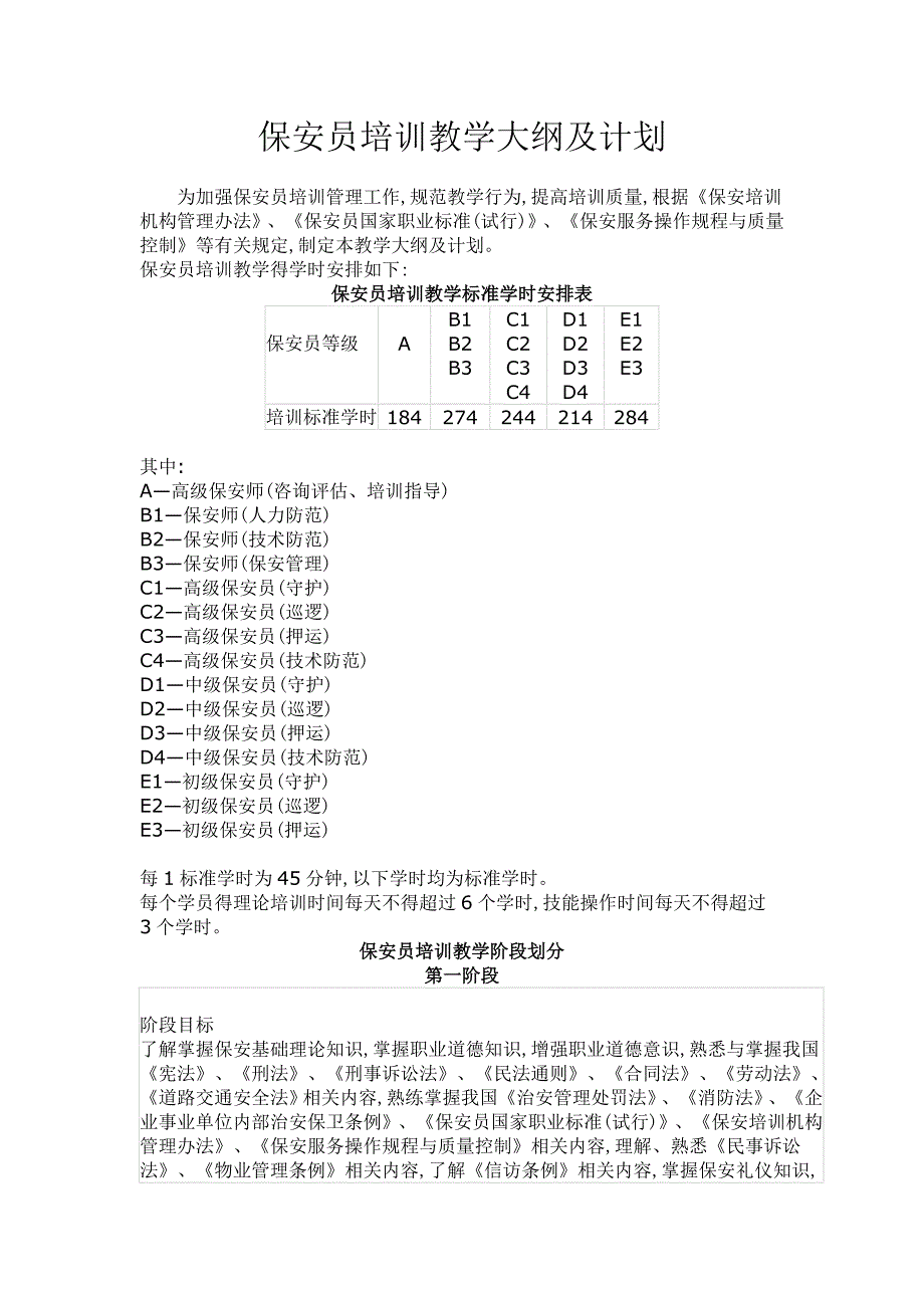 保安员培训教学计划_第1页