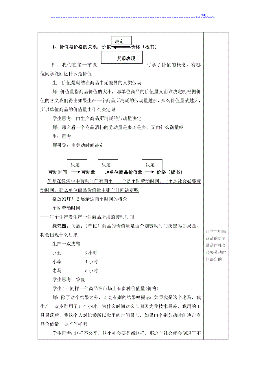 高一教学案《影响价格的因素》教学设计_第4页