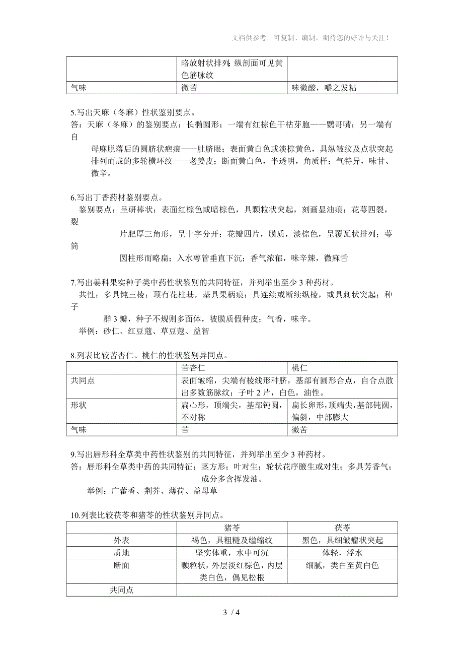 中药鉴定学名解与简答_第3页