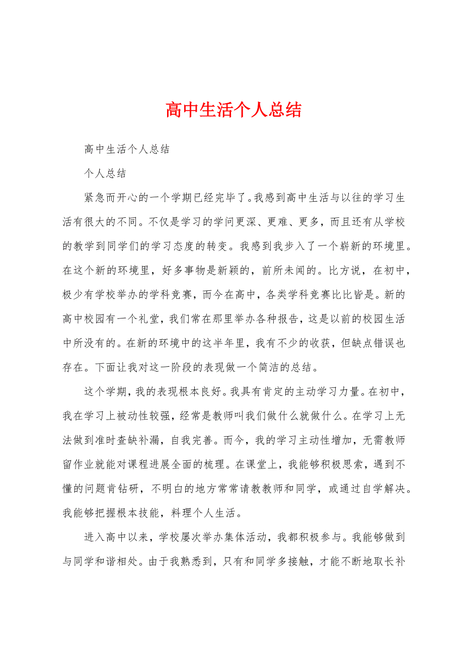 高中生活个人总结.docx_第1页