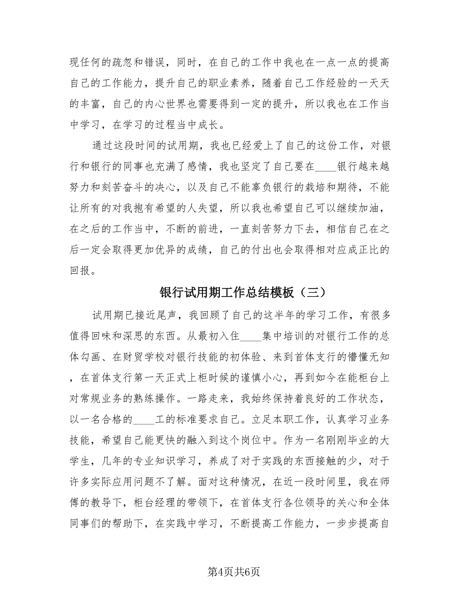 银行试用期工作总结模板（3篇）.doc_第4页