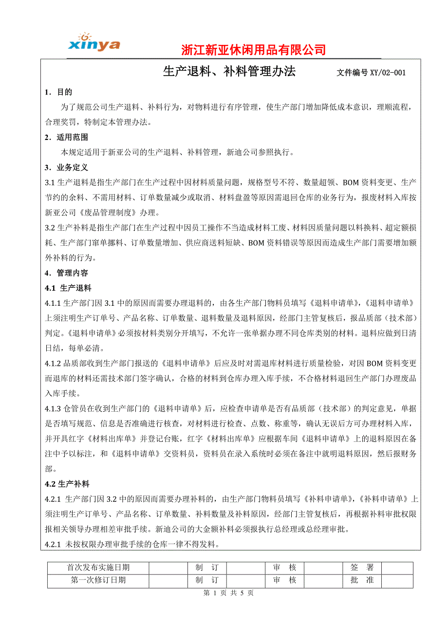 生产退料、补料管理办法_第1页