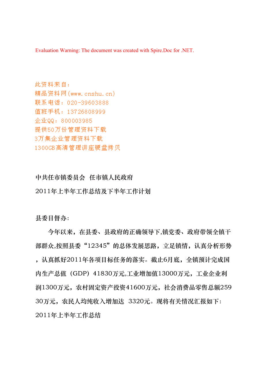 某某人民政府上半年工作总结与下半年工作计划_第1页