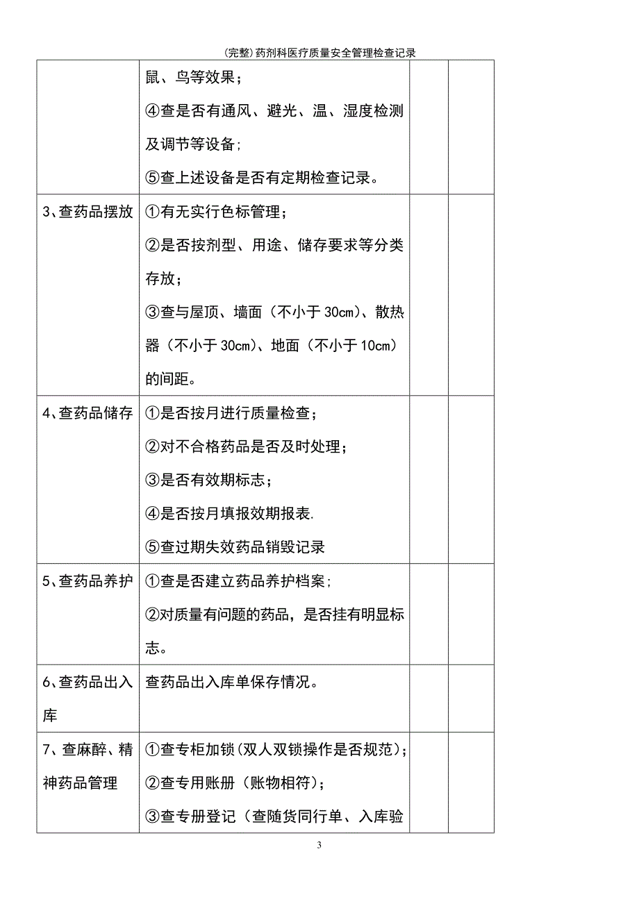 (最新整理)药剂科医疗质量安全管理检查记录_第3页