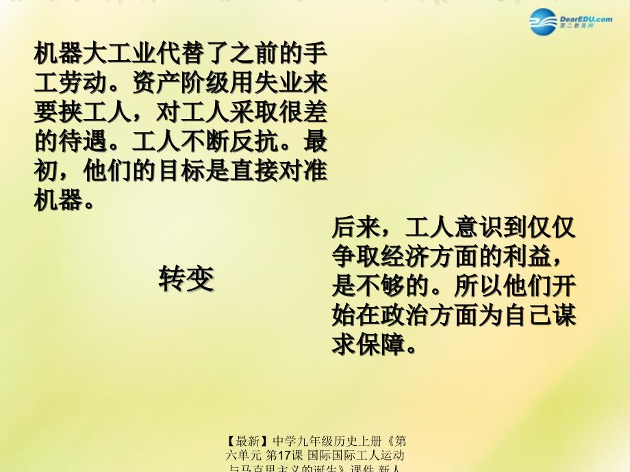 最新九年级历史上册第六单元第17课国际国际工人运动与马克思主义的诞生课件课件_第3页