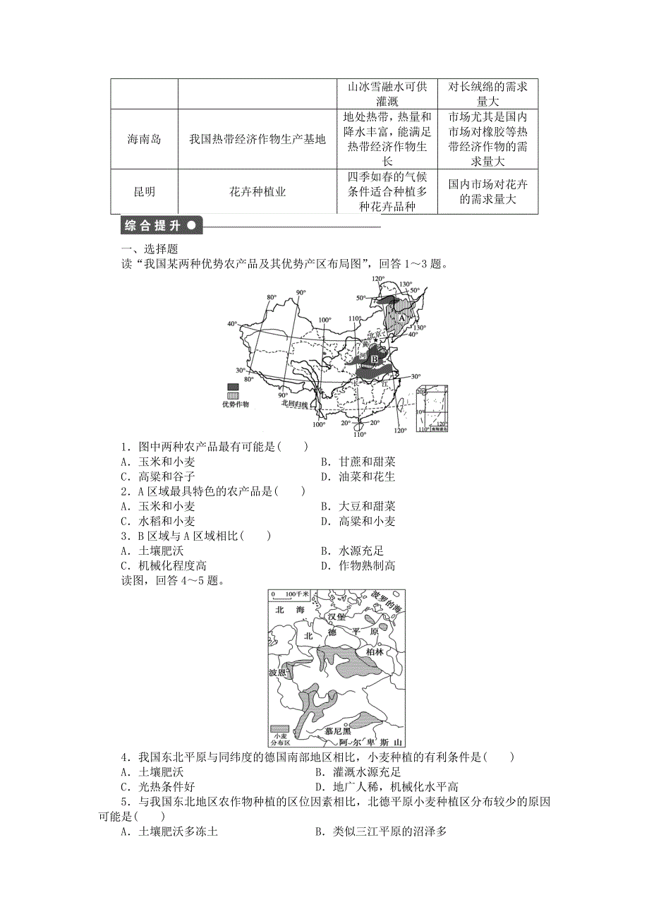 精品高中地理 第二章 第三节 第1课时 东北地区区域概况、农业生产条件和农业发展课时作业 中图版必修3_第3页