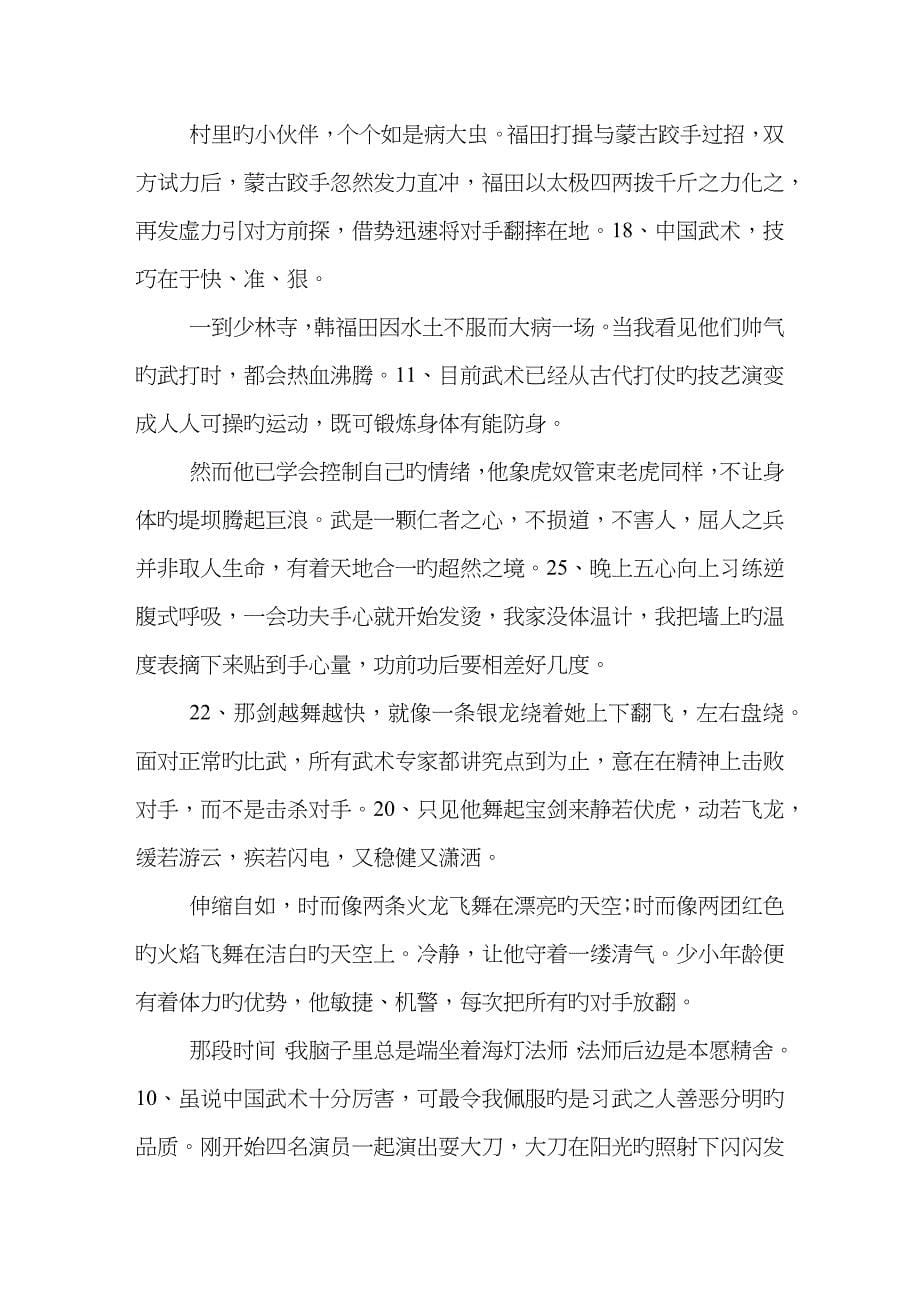 赞美武术的句子,描写中国武术的优美句子_第5页