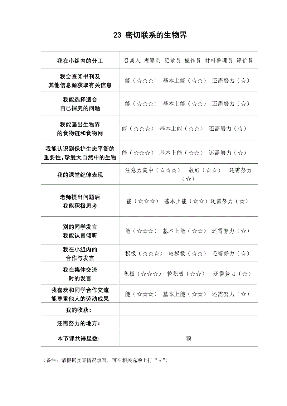 小学科学课堂评价表_第1页