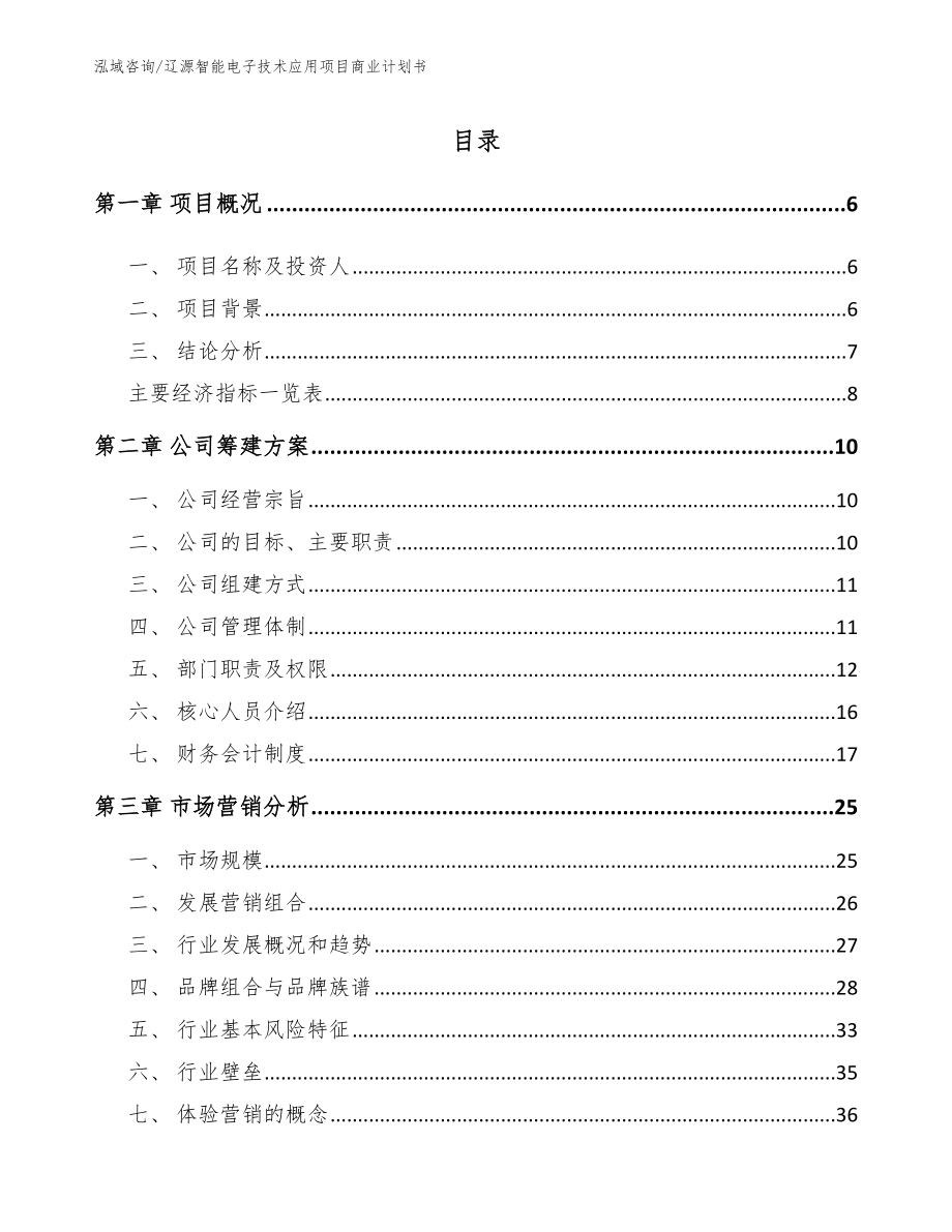 辽源智能电子技术应用项目商业计划书（模板范文）_第1页