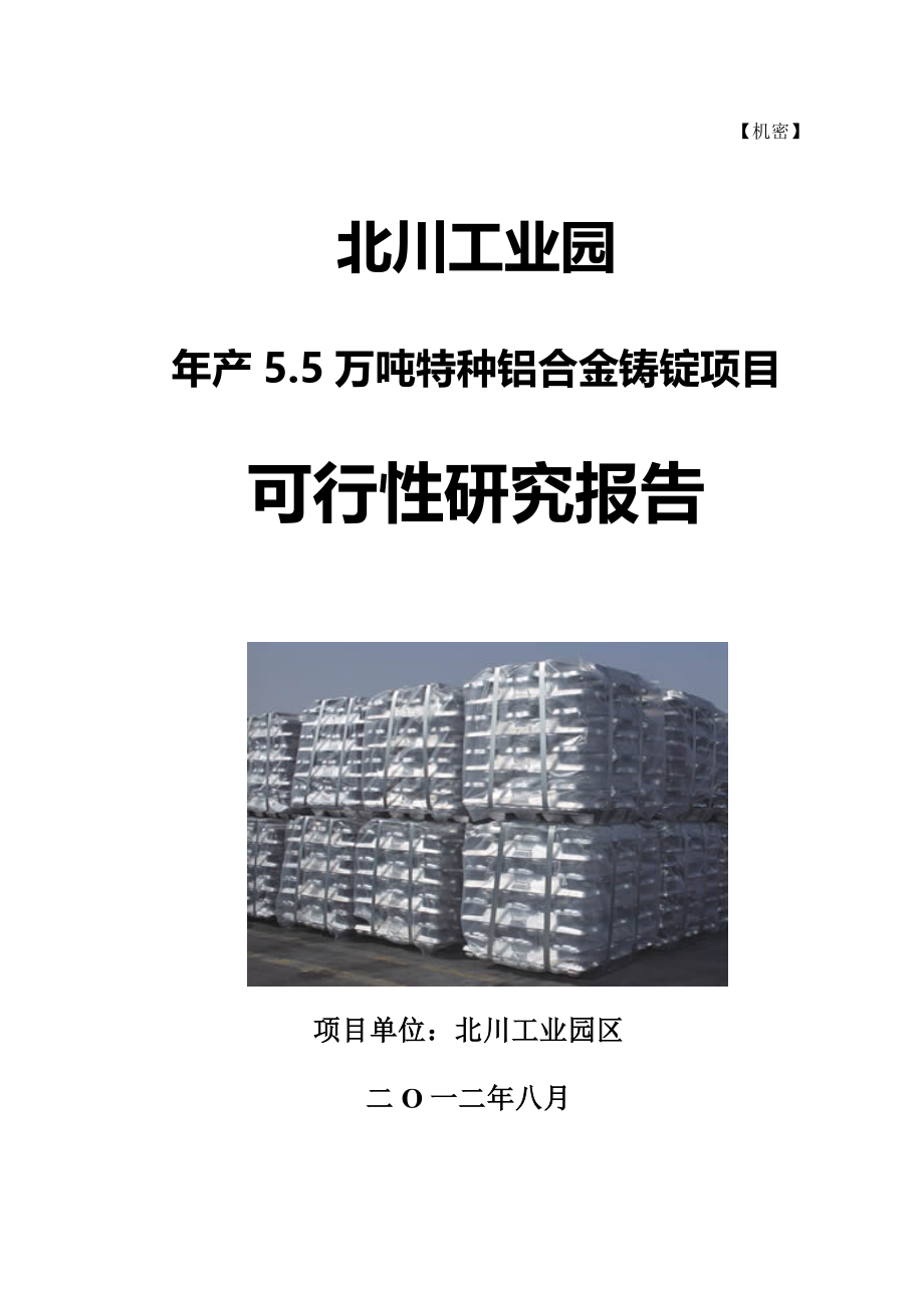 年产5.5万吨特种铝合金铸锭项目可行性报告37028_第1页