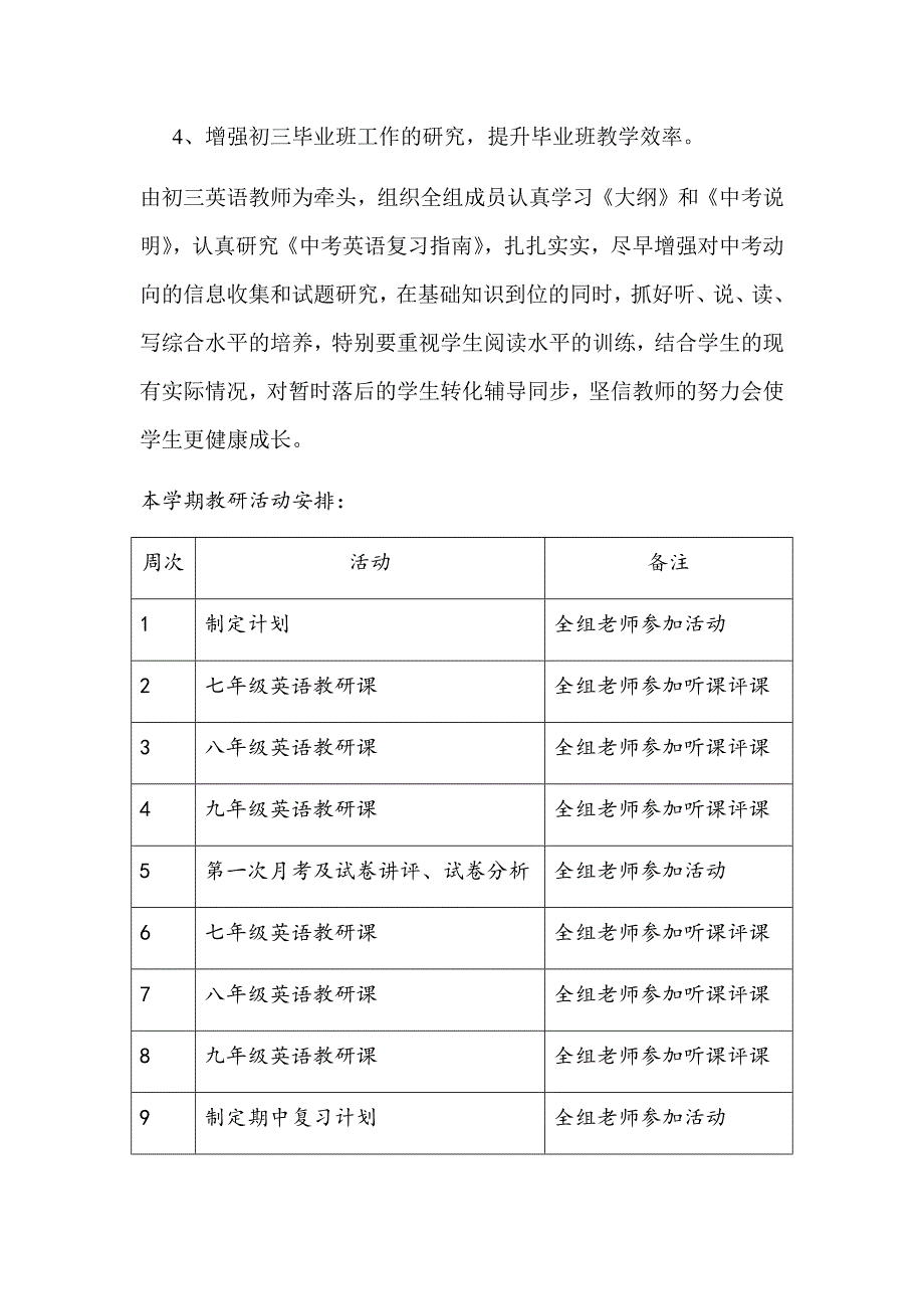 初中英语教研组工作计划_第4页