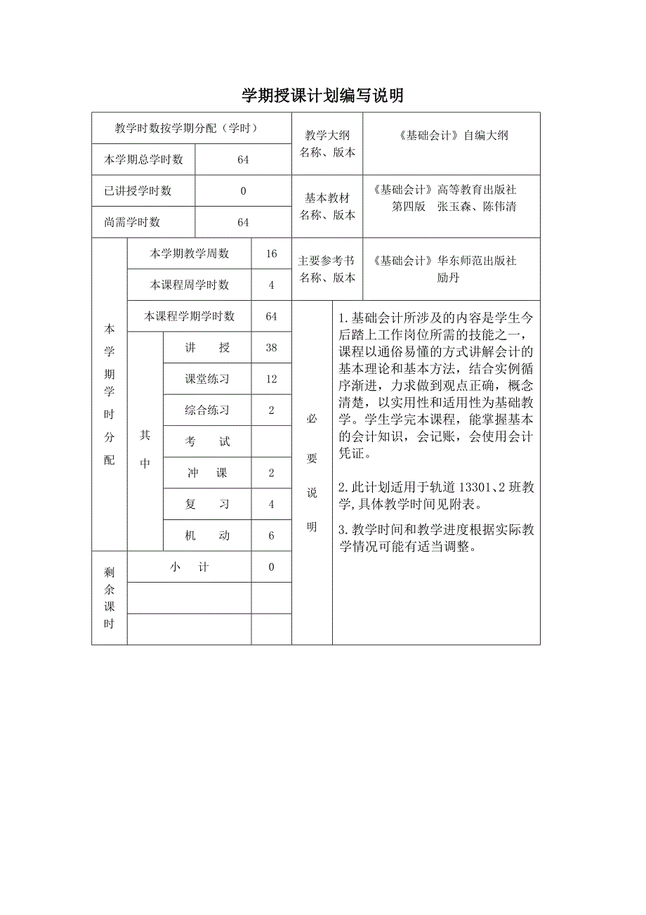 《基础会计》授课计划 64课时.docx_第2页