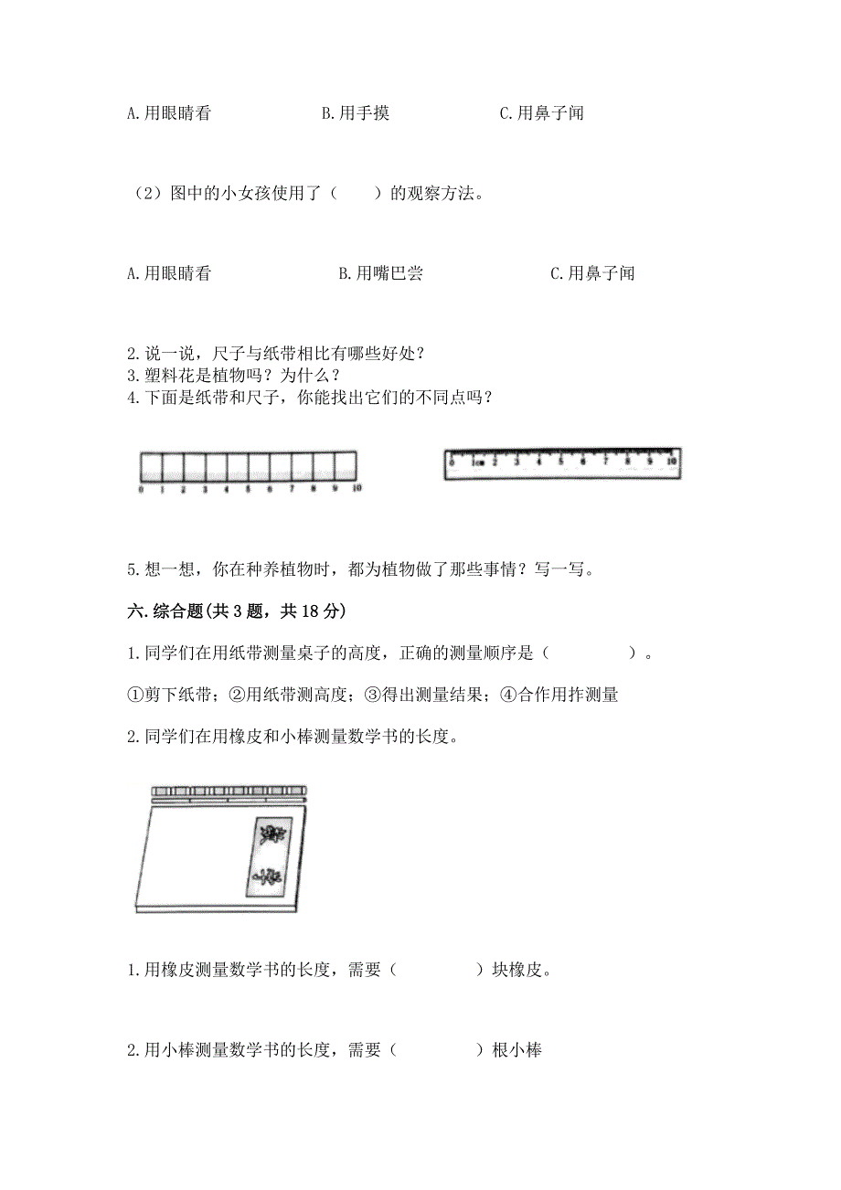 2022教科版一年级上册科学-期末测试卷附答案【能力提升】.docx_第4页