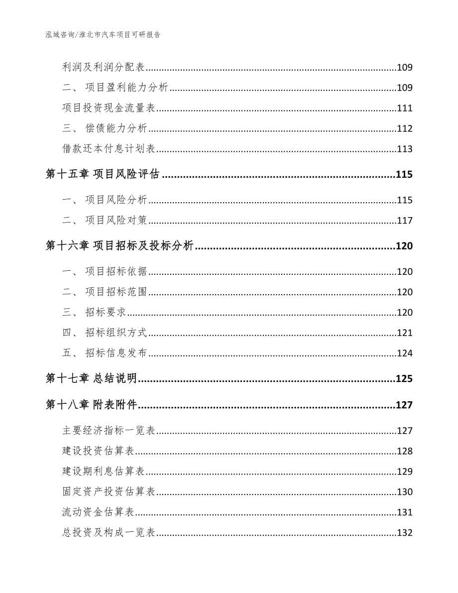 淮北市汽车项目可研报告_范文模板_第5页