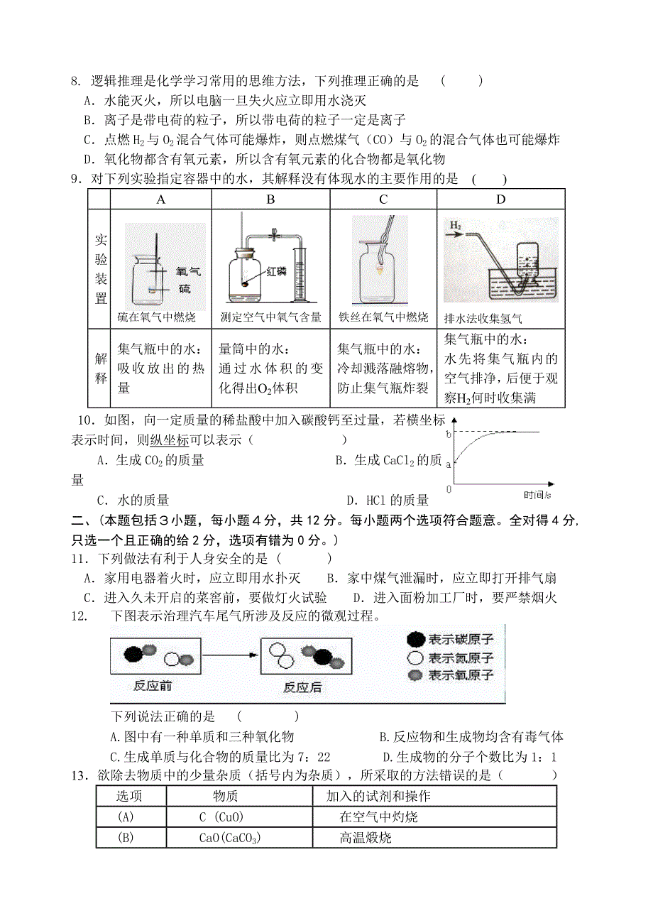 2011-2012年初中化学学业考试模拟试题_第2页