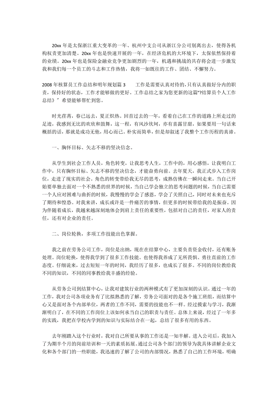 2022年核算员工作总结和明年规划3篇_第3页