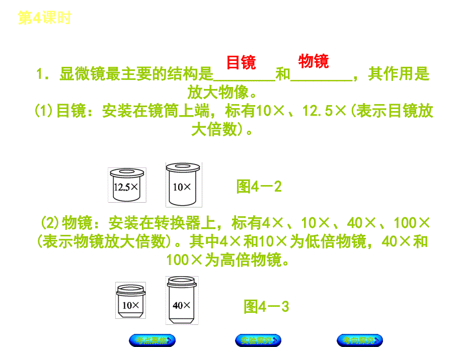 中考生物复习方案主题三生物体的结构层次第4课时显微镜的结构、功能和使用课件_第3页