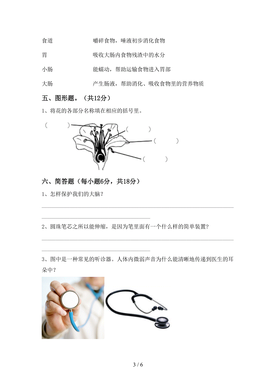 新人教版四年级科学(上册)期中试卷及答案(真题).doc_第3页