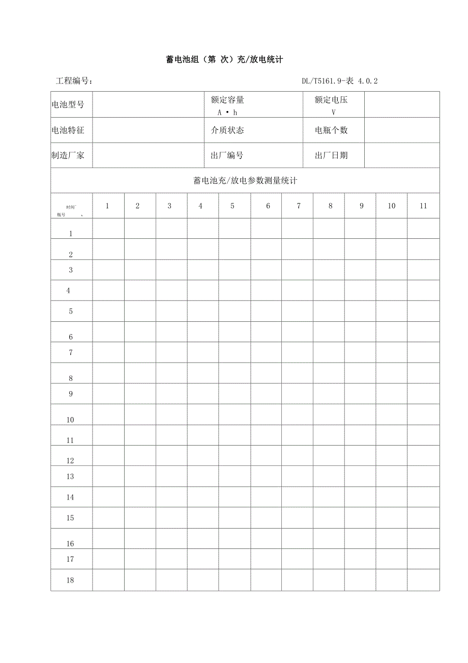 蓄电池组充放电记录表格格式模板_第1页